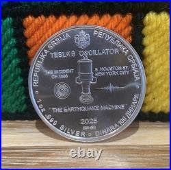 2025 Nikola Tesla Tesla's Oscillator 1oz. 999 Solid Silver Coin In Capsule