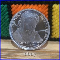 2025 Nikola Tesla Tesla's Oscillator 1oz. 999 Solid Silver Coin In Capsule