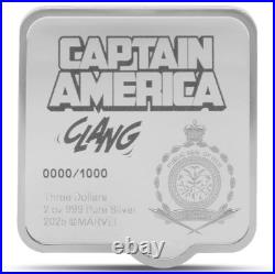 2025 Niue Marvel Smash Captain America Clang 2 oz Silver High Relief Proof Coin
