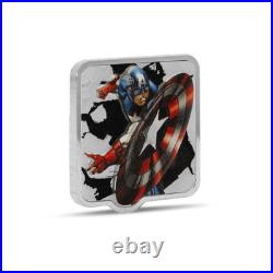 2025 Niue Marvel Smash Captain America Clang 2 oz Silver High Relief Proof Coin