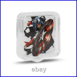 2025 Niue Marvel Smash Captain America Clang 2 oz Silver High Relief Proof Coin