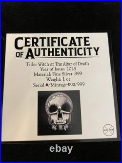 2025 Skull Series Angels of Death 1 oz. 999 Silver Card WithCOA ONLY 999 MINTAGE
