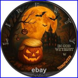 2025 Trumpween Colored Ruthenium Finish 1 oz Silver Coin in OGP