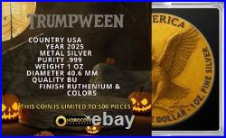 2025 Trumpween Colored Ruthenium Finish 1 oz Silver Coin in OGP