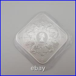2025 UK The Royal Mint Queen's Beast Completer 10 oz Pure Silver Square Bar