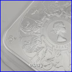 2025 UK The Royal Mint Queen's Beast Completer 10 oz Pure Silver Square Bar