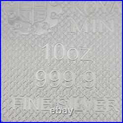 2025 UK The Royal Mint Queen's Beast Completer 10 oz Pure Silver Square Bar