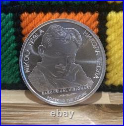 2026 Nikola Tesla Energy Medicine 1oz. 999 Solid Silver Coin In Capsule