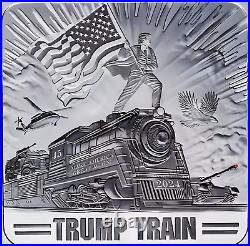 20X 1 Oz. 999 Fine Silver Square 2024 Trump Train Silver Bar BU Coin IN STOCK