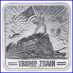 20X 1 Oz. 999 Fine Silver Square 2024 Trump Train Silver Bar BU Coin IN STOCK