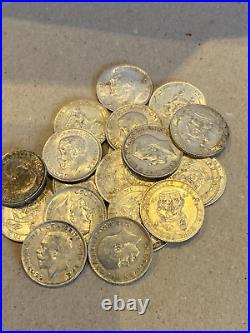 20 solid silver Shillings 113 grams Job Lot
