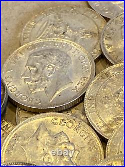 20 solid silver Shillings 113 grams Job Lot