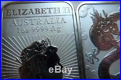 20x 1oz Dragon bars solid 9999 Silver bullion investment bars Perth Mint 2019