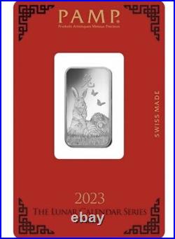 20x 2023 PAMP Suisse 10g. 999 Silver Bar Lunar Rabbit In Assay $25/each