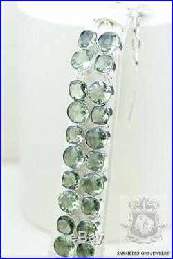 212 Carats Combined Prasiolite Green Amethyst 925 Solid Silver Bracelet