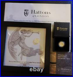 22ct Solid Gold 1/8 Sovereign, Boxed, Framed. 999 Silver 1/10oz Britannia Coin