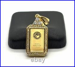 24K Gold 1g Perth Mint Gold Bar Pendant Sterling Silver 925 CZ Gift