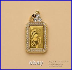 24K Gold Britannia 1g Gold Bar Pendant Sterling Silver 925 CZ Halo Unisex Gift