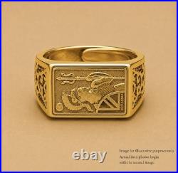 24K Royal Mint Britannia 1g Gold Ingot Ring Sterling Silver 925