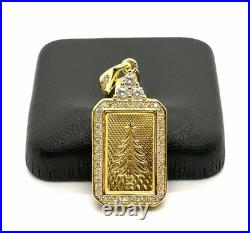 24K Royal Mint Christmas Tree 1g Gold Bar Pendant Sterling Silver 925 CZ 24K Royal Mint Christmas Tree 1g Gold Bar Pendant Sterling Silver 925 CZ