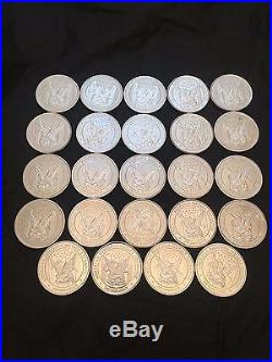 24 x ONE TROY OUNCE APMEX SOLID SILVER COIN 999 FINE SILVER