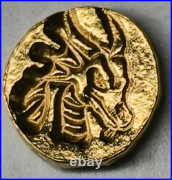 24ct Gold Bar 1.5 Gram Solid 999.9 Fine Gold Dragon Head Bullion Bar Cast Poured