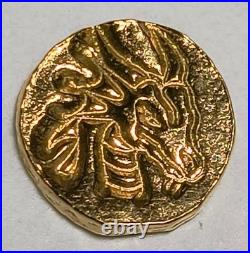24ct Gold Bar 1.5 Gram Solid 999.9 Fine Gold Dragon Head Bullion Bar Cast Poured