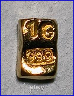 24ct Gold Bar 1 Gram Solid 999.9 Fine Gold Bullion Bar Cast Poured