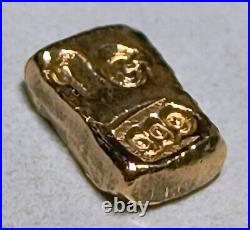 24ct Gold Bar 1 Gram Solid 999.9 Fine Gold Bullion Bar Cast Poured