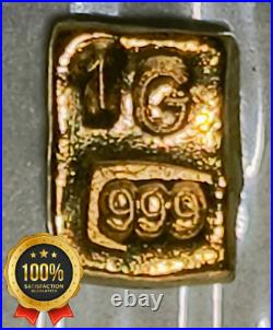24ct Gold Bar 1 Gram Solid 999.9 Fine Gold Bullion Bar Cast Poured