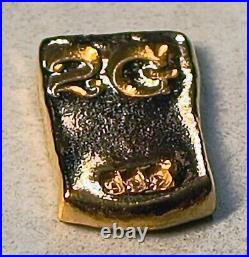 24ct Gold Bar 2 Gram Solid 999.9 Fine Gold Bullion Bar Cast Poured