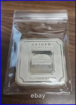 250 Gram. 999 Silver Square Bar Geiger Edelmetalle