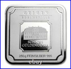 250 Grams Siver GEIGER EDELMETALLE Square Sealed Bar