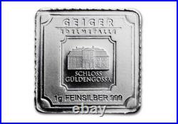 25 X 1 Gram Geiger Square Silver Bar Multicard