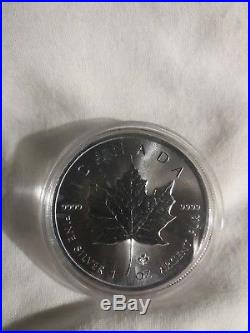 25 x 1 TROY OZ. 9999 FINENESS 2014 CANADIAN MAPLE LEAF SOLID SILVER COINS