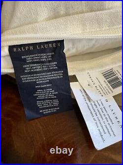 $285 Ralph Lauren Polo Player Bullion White Silver 100% Linen Throw Pillow NWT