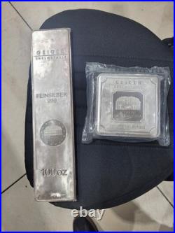 2 100oz Silver Bar Geiger Edelmetalle Original Square Assay Serialized 2 100oz Silver Bar Geiger Edelmetalle Original Square Assay Serialized