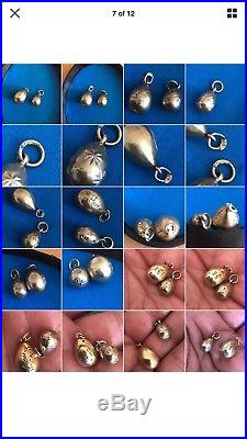 2 Antique Russian Gold Gilded Solid Silver Faberge Type Eggs Pendant Marked 84 &
