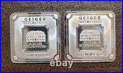 (2) Geiger Edelmetalle Square 1 Troy oz. 999 Fine Silver Bar
