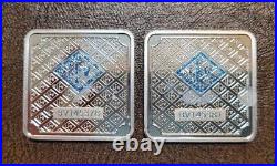 (2) Geiger Edelmetalle Square 1 Troy oz. 999 Fine Silver Bar