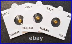 2 Gram Solid 24ct Gold Bar 999.9 Fine Bullion Pure AU Nugget Not Scrap