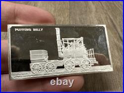2 Oz. 925 Solid Sterling Silver International Locomotive Coll. Bar FRANKLIN MINT
