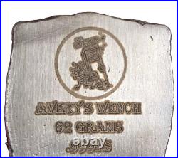 2 Troy Oz. 999 Silver Averys Wench Locker Mint Hand Poured Square Antiqued W COA