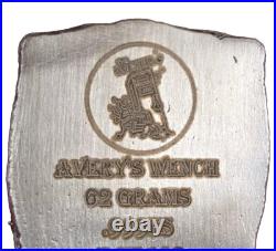 2 Troy Oz. 999 Silver Averys Wench Locker Mint Hand Poured Square Antiqued W COA