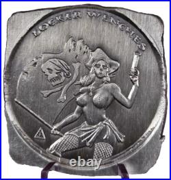 2 Troy Oz. 999 Silver Averys Wench Locker Mint Hand Poured Square Antiqued W COA