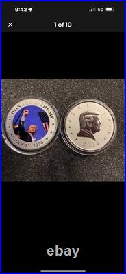 2 Trump solid silver coins. 1 oz. 999 BU. 1 oz. 9999 BU. Pristine 2 Trump solid silver coins. 1 oz. 999 BU. 1 oz. 9999 BU. Pristine