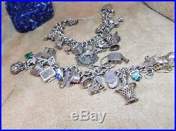 2 Vintage Solid Silver Charm Bracelets 185 G