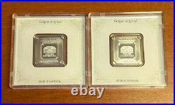 2 X GEIGER Edelmettalle 1 troy oz. 999 Silver Square Bar in Assay Lot 2 oz
