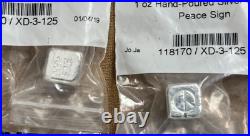 (2) Yeager's Poured Silver 1 Oz Peace Sign Symbol Cubes Sealed YPS