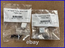 (2) Yeager's Poured Silver 1 Oz Peace Sign Symbol Cubes Sealed YPS
